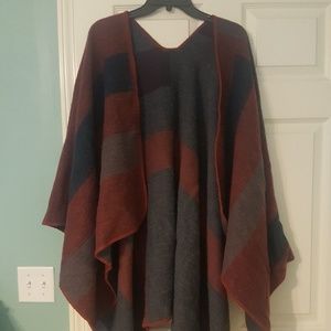 Red and blue poncho